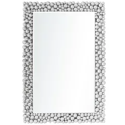    Ezüst fali tükör kristályhatású kerettel – 120 × 80 × 2,5 cm