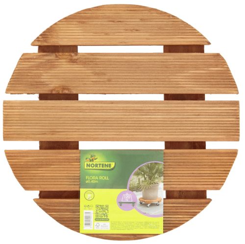 FLORA ROLL LASURÉ keményfa virágalátét - világosbarna Ø 40 cm