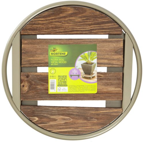 FLORA ROLL METAL WOOD fém-fa virágalátét  - szürke- barna  Ø 35 cm