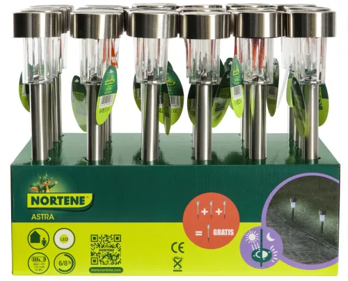 ASTRA leszúrható napelemes lámpa - ezüst Ø 5,5 x 28 cm