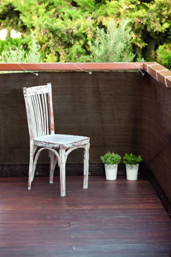 BALCONY EASY szőtt háló korlátra fém fűzőlyukakkal - barna 0,9 x 5 m