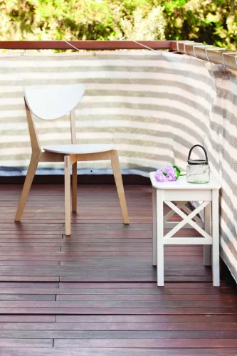 BALCONY EASY szőtt háló korlátra fém fűzőlyukakkal - szürke-fehér 0,9 x 5 m