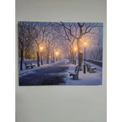 LEDes világító falikép téli fasor 40x30cm