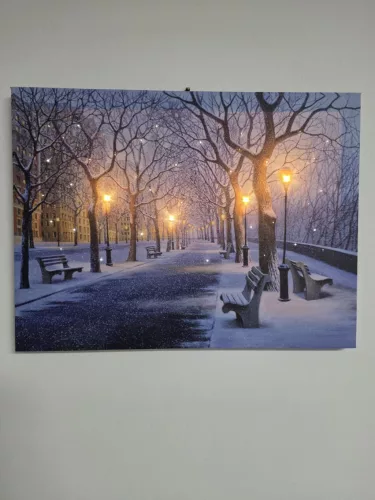 LEDes világító falikép téli fasor 40x30cm