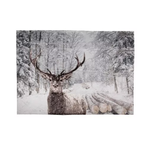 Takaró 130x170cm ,szarvas havas tájon