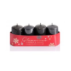 ADVENTI Gyertya Glamours 40x70mm 4db-os Fekete