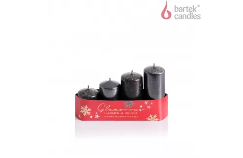 ADVENTI Gyertya Glamours 40x55/70/85/100mm 4db-os Fekete