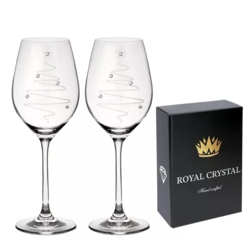 Boros pohár Swarovski kristállyal, karácsonyi 360 ml 22,5x8 cm  2db/szett