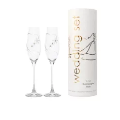   Pezsgős pohár virág mintával, Swarovski kristállyal 210 ml 26,3x6,6 cm  2db/szett