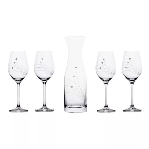 Boros pohár Swarovski kristállyal, kancsóval 360 ml/1000 ml  5db/szett