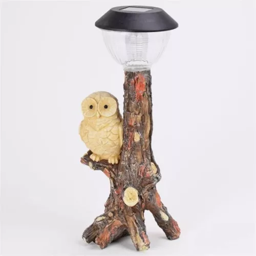 Bagoly fatörzsön ülő, LED-es szolár 11x35x15 cm