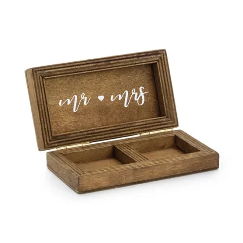 Fa esküvői gyűrűtartó doboz 10x5,5 cm