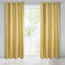   Clarisa kordbársony sötétítő függöny ezüst nyomattal Mustársárga 140x270 cm