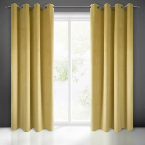 Pierre bársony sötétítő függöny Mustársárga 140x250 cm