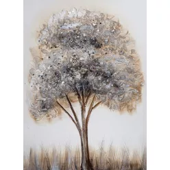   Fát ábrázoló kézzel festett falikép 323 Krémszín/szürke 50x70x3 cm