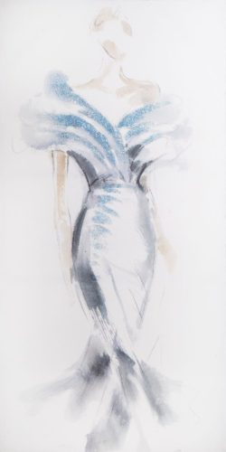 Fashion női alakos kép Fehér/kék 60x120 cm