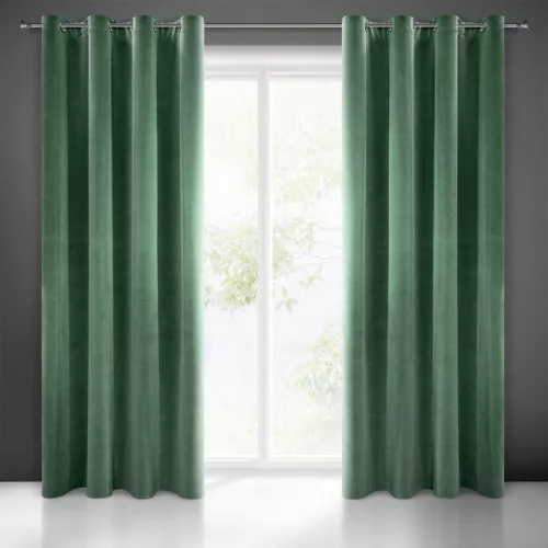 Adelle bársony sötétítő függöny Sötétzöld 140x250 cm