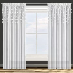   Stella dekor függöny pom-pom díszítéssel Fehér 140x270 cm