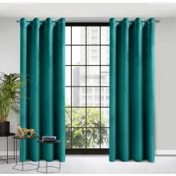   Rosa bársony sötétítő függöny Sötét türkiz 140x250 cm