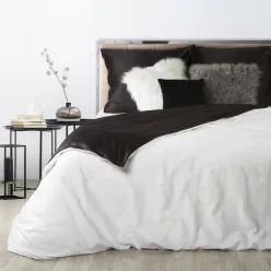   Nova3 pamut-szatén kétoldalas ágyneműhuzat Fehér/fekete 180x200 cm - 70x80 cm 2db