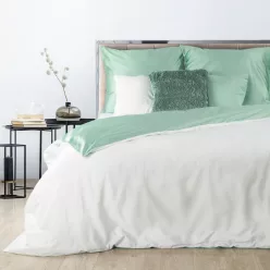   Nova3 pamut-szatén kétoldalas ágyneműhuzat Fehér/menta 220x200 cm - 70x80 cm 2db
