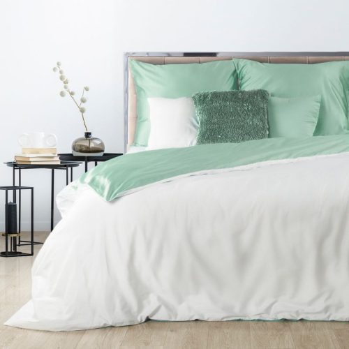 Nova3 pamut-szatén kétoldalas ágyneműhuzat Fehér/menta 220x200 cm - 70x80 cm 2db