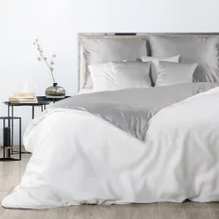   Nova3 pamut-szatén kétoldalas ágyneműhuzat Fehér/ezüst 180x200 cm - 70x80 cm 2db