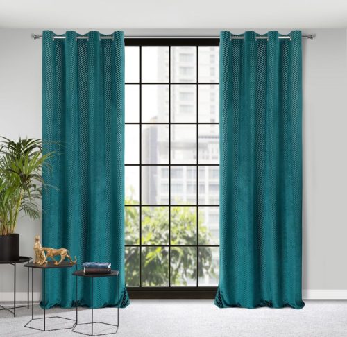 Lussi áttört jacquard mintás bársony függöny Sötét türkiz 140x250 cm
