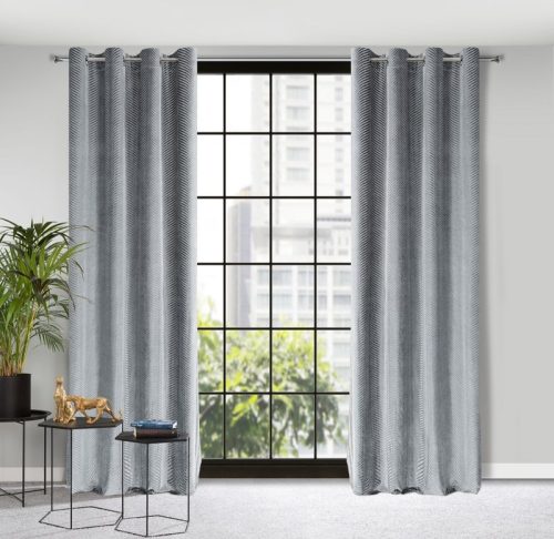 Lussi áttört jacquard mintás bársony függöny Acélszürke 140x250 cm