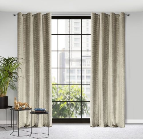 Lussi áttört jacquard mintás bársony függöny Sötét bézs 140x250 cm