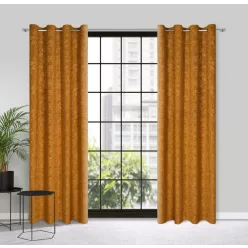   Octavia áttört levélmintás bársony függöny Mézsárga 140x250 cm