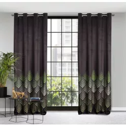   Angelina bársony sötétítő függöny Fekete/zöld 140x250 cm