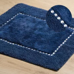   Chic pamut fürdőszobaszőnyeg kristályokkal Gránátkék 50x70 cm