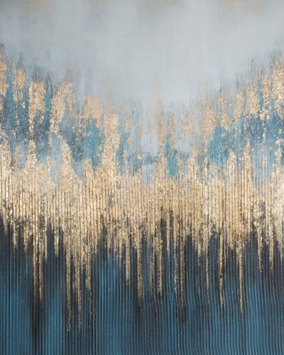 Arany absztrakt festmény 445 Gránátkék/arany 80x100 cm