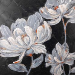   Virágzás kézzel festett falikép 430b Fekete/fehér 80x80 cm