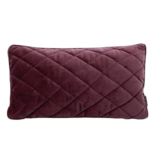 Téglalap alakú steppelt bársony díszpárna töltettel Bordó 30x50 cm