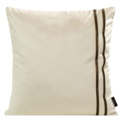   Velvet31 bársony párnahuzat apró köves díszcsíkkal Krémszín 45x45 cm