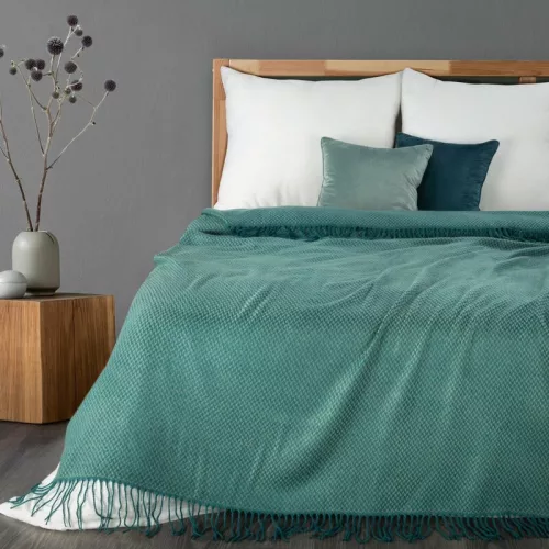 Apró mintás akril takaró rojtokkal Menta 130x170 cm