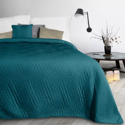Boni1 mikroszálas ágytakaró 2db párnahuzattal Sötét türkiz 200x220 cm - 40x40x2 cm