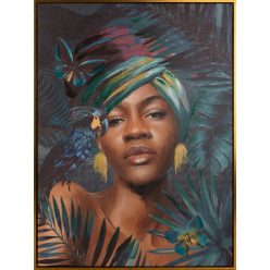   Női portré kézzel festett falikép 467b Sötét türkiz 60x80 cm