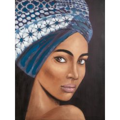 Női portré festmény 475 Kék 60x80 cm