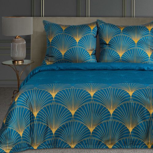 Lotos1 prémium ágyneműhuzat Sötétkék/mézsárga 160x200 cm - 70x80 cm 2db