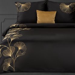   Haft2 hímzett pamut-szatén ágyneműhuzat Fekete 160x200 cm - 70x80 cm 2db