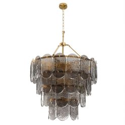   Dakota csillár függő üveglapokkal Arany/füst üveg 67x100 cm