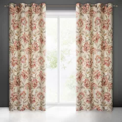   Jenny öko stílusú dekor függöny természetes szövetszerkezettel Natúr/rózsaszín 140x250 cm