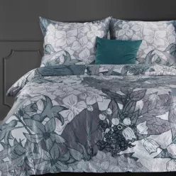   Premium10 krepp ágyneműhuzat Acélszürke/világoszöld 160x200 cm - 70x80 cm 2db