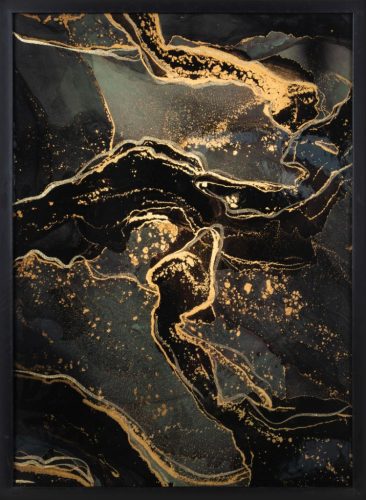Absztrakt festmény kerettel 478 Grafit/arany 53x73 cm