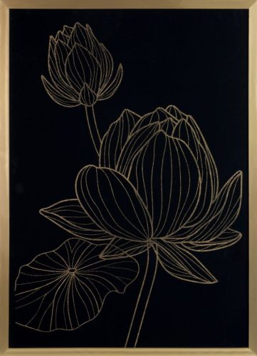 Lótusz virág falikép Lotos7 Fekete/arany 53x73 cm