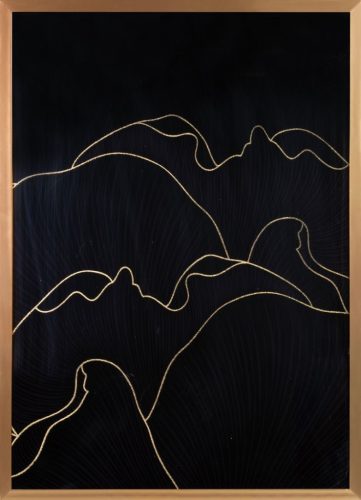 Peonia1 falikép Fekete/arany 53x73 cm
