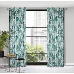 Adeline mintás dekor függöny Fehér/zöld 140x250 cm